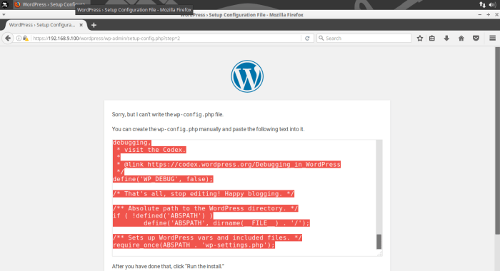 Wordpress Fail to Create Wp-config.php