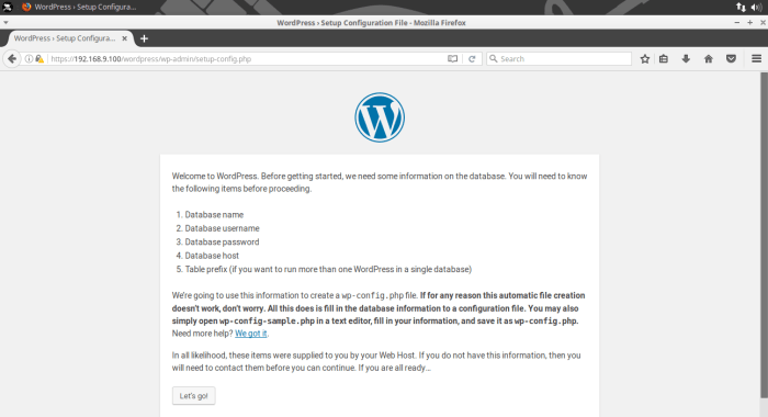 Wordpress Installer Welcome Page