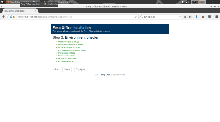 Requirements Verification for Installing Feng Office
